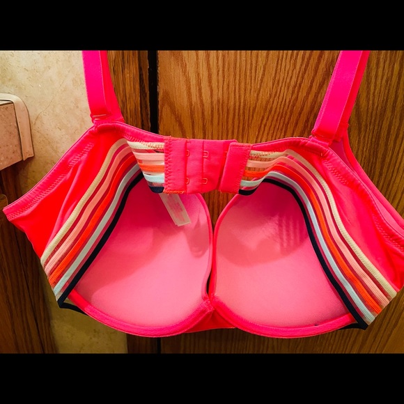 PINK padded push up Hot Pink with rainbow band. 36D - Picture 4 of 4